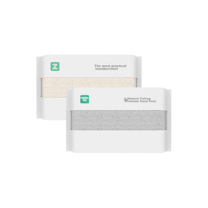 A-Life Xinjiang Long-Staple Cotton Face Towels, 2-Pack, Pure Cotton Soft Absorbent Handkerchiefs for Washing Face And Drool, Gray/beige