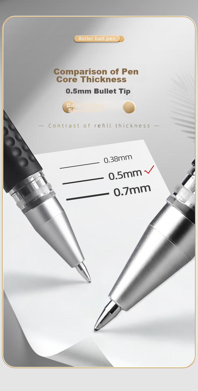 Jinzhi 50 Black Gel Pens, 0.5mm Bullet Tip Full Needle Tube Water-Based Signature Pens, Office Business Student Use Water Pens, Exam-Specific Carbon Large Capacity Pen Refills 10