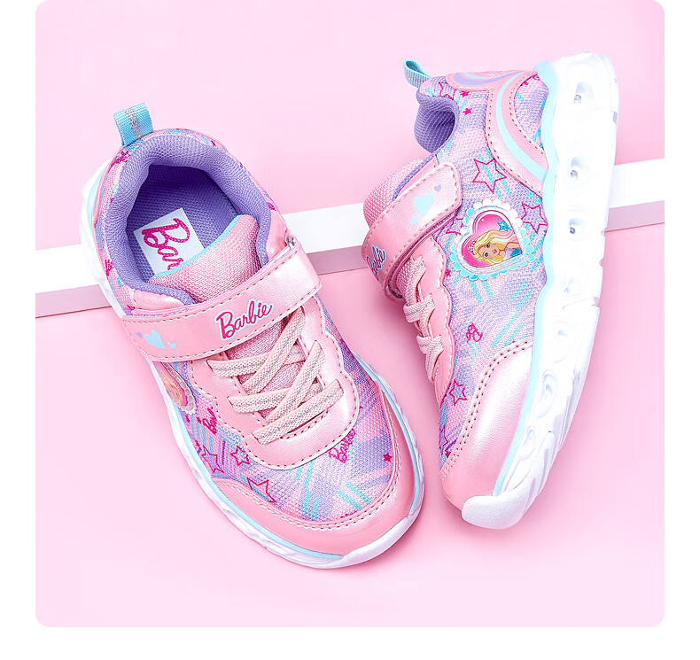 Barbie Kids' Spring and Autumn Light-Up Sneakers for Girls, Flashing Children's Sports Shoes, Toddler DA6017 Pink Upgraded Version Size 27 3