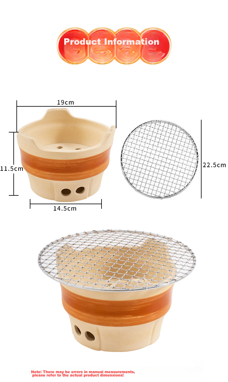 WhitePeak Clay Pot Stove for Brewing Tea, Charcoal Stove for Barbecue, Winter Home Heating Stove, Outdoor Stove, Indoor Wood-Fired Heating Stove, Complete Set 9