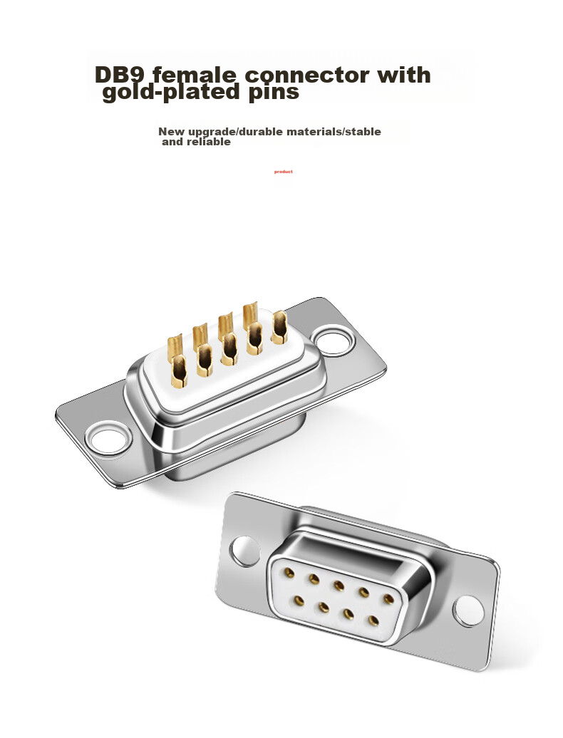 ZONWAN Nine-Pin Serial Port Head DB9 Solder Female Connector, RS232/485 Plug Solder Wire Gold-Plated Female Connector, 2-Pack ZW-DB9 1