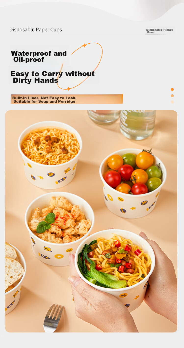 SHUANG YU Disposable Bowls, Thick Paper Bowls, 475ml*40 Pieces, Food-Grade Lunch Boxes, Picnic Boxes, Soup Bowls, Takeout Boxes 6