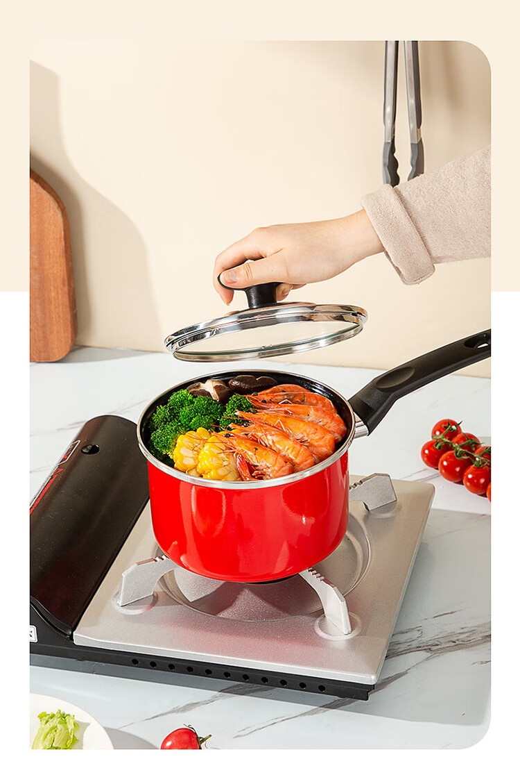 Fage Red Series Set Enamel Pot (Frying Pan + Milk Pan) FG-HHD02NJ 10