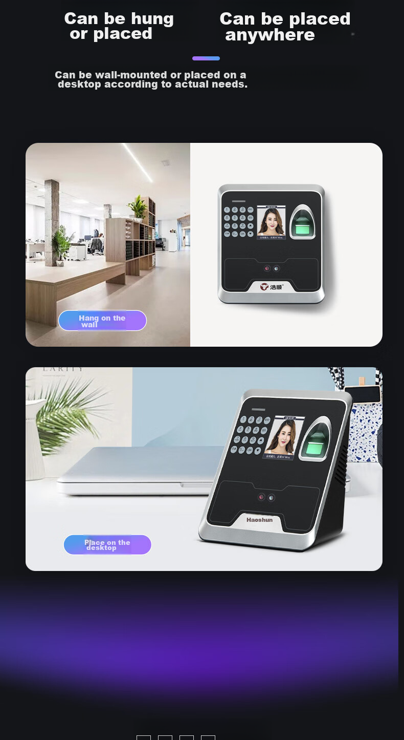 Haoshun (Hysoon) Smart Cloud Attendance Machine, Time Clock with Facial Recognition And Fingerprint, Wi-Fi Connected Attendance Machine, Remote Online Management, C39TW-BS 22