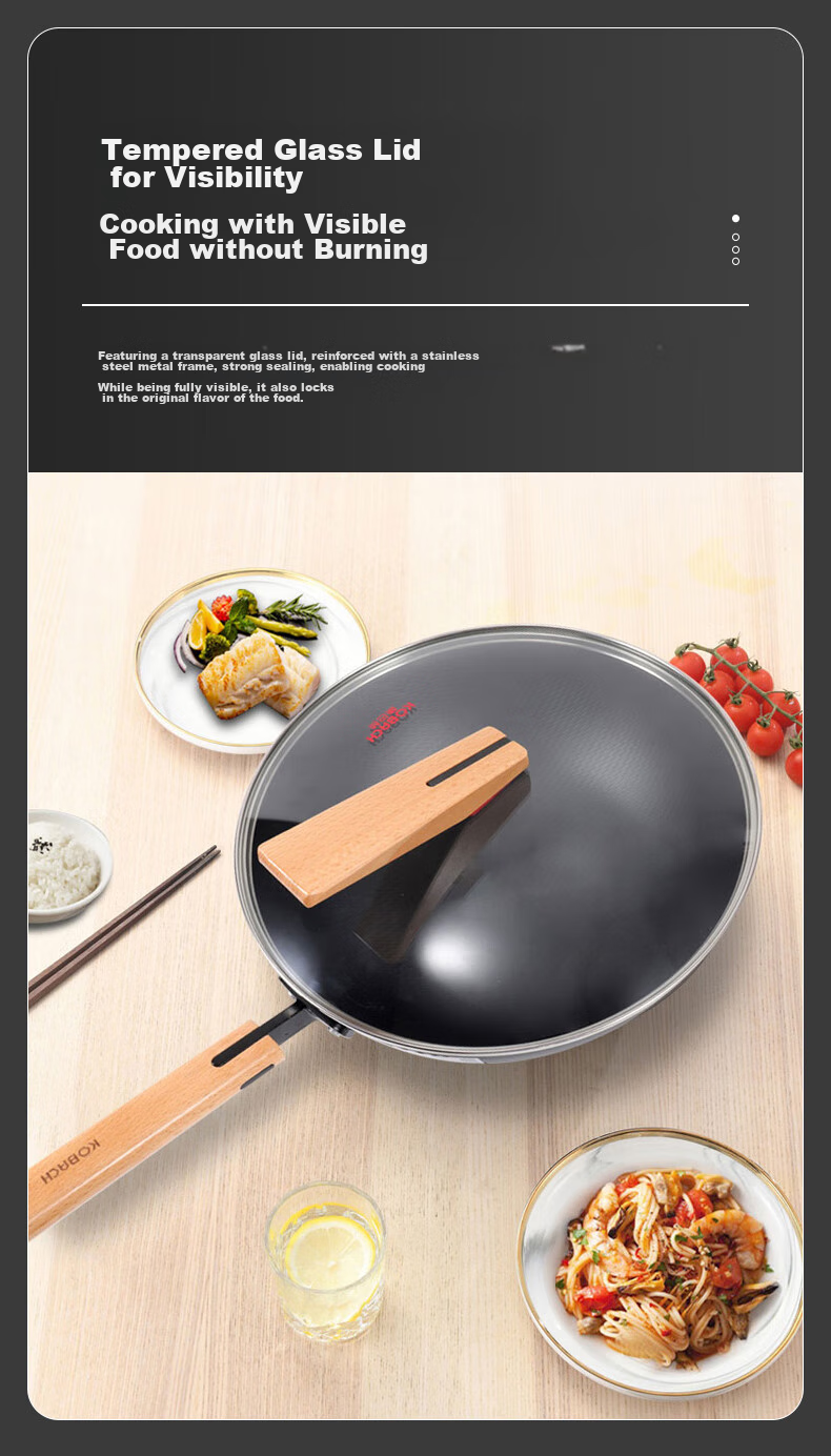 KBH Iron Wok, Stainless Steel Stir-Fry Pan without Coating, for Home Cooking, Suitable for Induction And Gas Stoves, 32cm 7