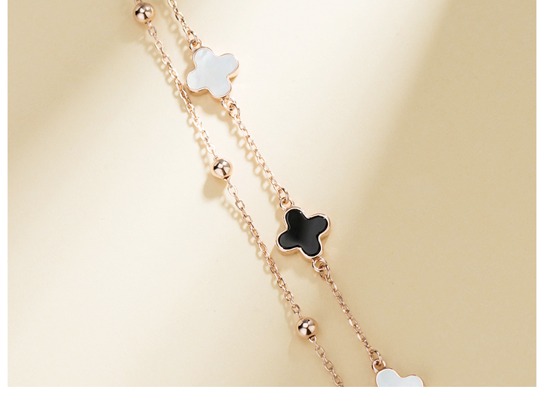 Grace Girl Double-Layer Four-Leaf Clover Bracelet for Women, Internet Celebrity Jewelry, Fashionable And Unique Jewelry, Practical Anniversary Birthday Gift for Girlfriend 9