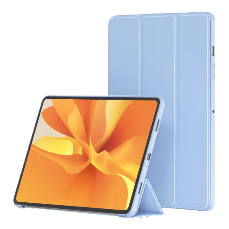 JPLAYER Huawei MatePad Air 12-inch 2024/2025 Tablet Case Cellular Tri-fold Stand Full Coverage Slim Anti-slip Drop-proof Leather Cover White Ice Blue