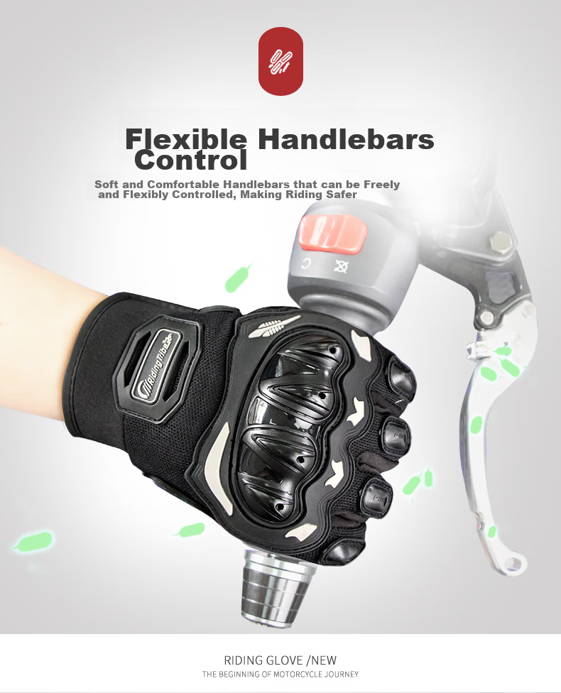 BIKEBROS Motorcycle Riding Gloves, All-Season Anti-Fall Wear-Resistant Racing Gloves with Touchscreen Function, Summer Motorcycle Gear, Black M Size 8