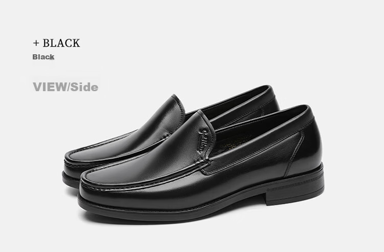 Goldlion Men's Shoes, Urban Business Leather Shoes, Comfortable Lightweight Business Casual Shoes, Loafers, 50213020001A, Black, Size 37 22