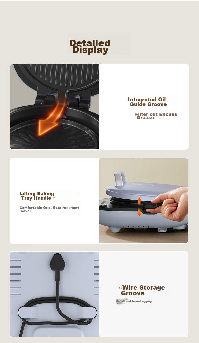 Joyoung Electric Griddle Sandwich Maker Breakfast Machine with 36mm Deep Baking Plate, Fluorine-Free Titanium Ceramic, Ultra-Wear Resistant, Low-Oil Home Grill And Pan Frying Machine, High-Power Pancake Maker GK550Pro 18