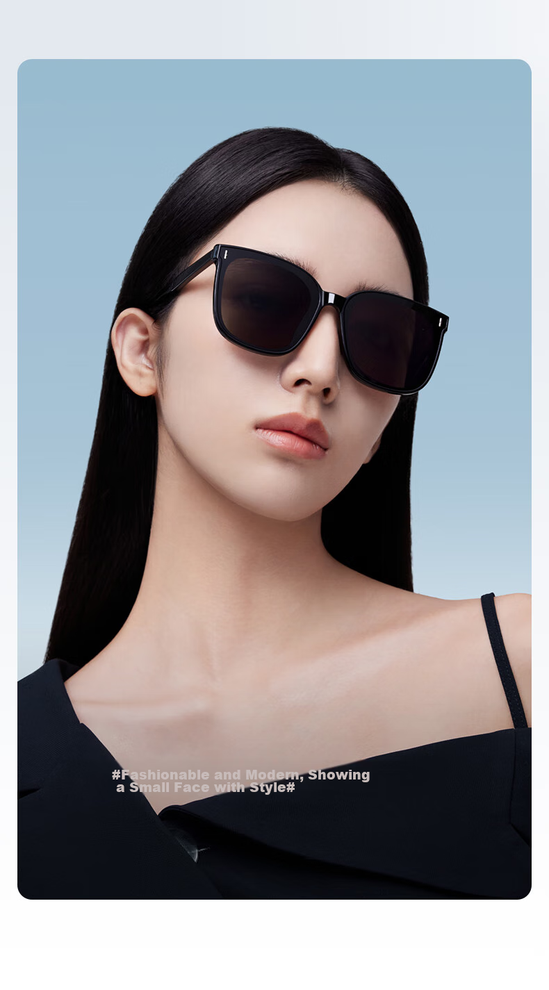 HLA Polarized Sunglasses Black Oversized Frame UV Protection Driving Glasses for Men and Women 4