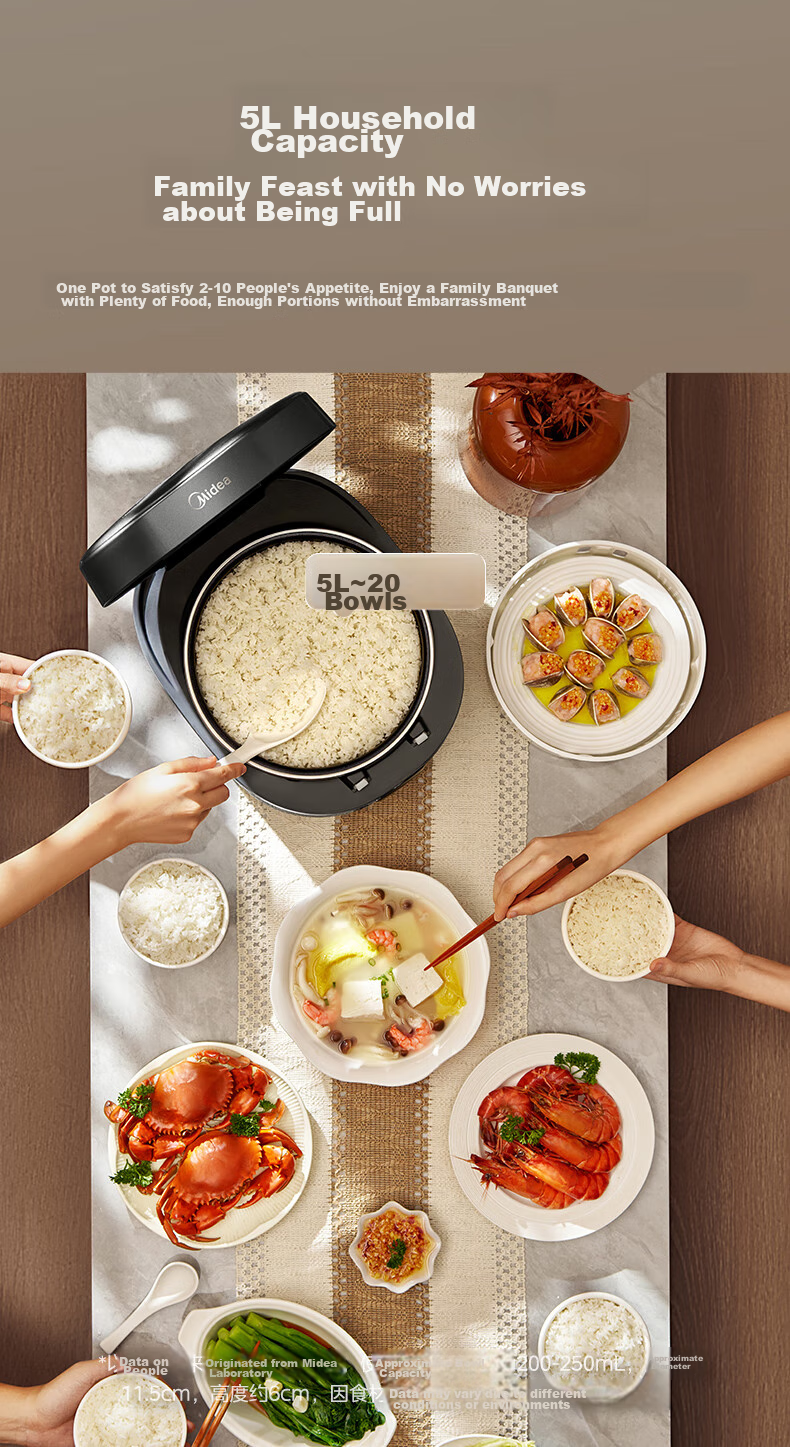 Midea 5L Rice Cooker, IH Heating, Sweet And Fragrant Iron Pot, Ten Functions Menu, Special Key to Easily Turn Off Power, MB-CFB5099H [ZMD Safe Series] 12