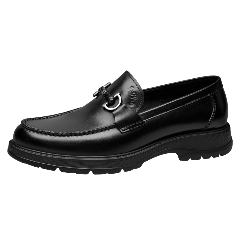 Goldlion Men's Loafers, Leather Shoes, Comfortable Slip-On Business Casual Shoes G550310452AAB-Black Size 41