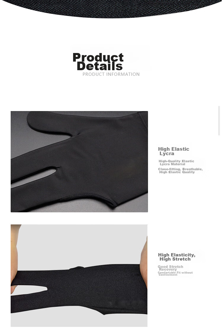 LIVEX Billiard Three-Finger Gloves, Billiard Gloves for Men And Women, Universal Left And Right Hand Gloves, Breathable Fingerless Gloves 6