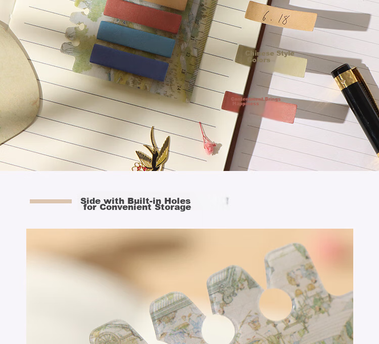 TaTanice Sticky Notes, Ancient Chinese Landscape Ink Painting Style, High-Quality Stickers, Chinese-Style Illustrations, Simple Message Pad, Adhesive Index Tabs, Moonlight White And Clear 5