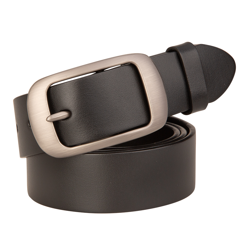 Cattlesboss Leather Belt for Men with Pin Buckle, Couple's Style Trouser Belt with Buckle, Casual Pants Belt 3129 Black 120cm