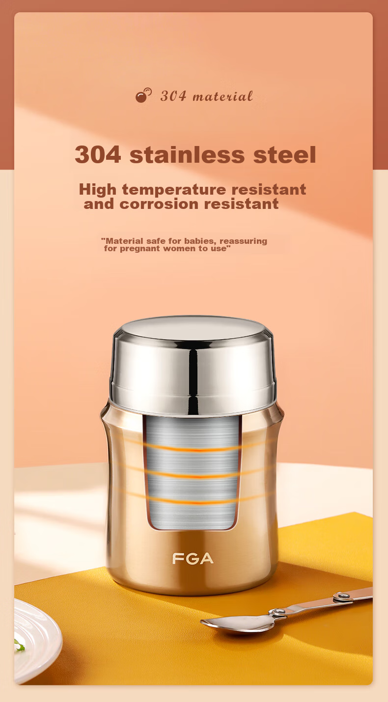 FGA Fuguang Insulated Food Jar, 304 Stainless Steel, Large Capacity, Thermal Container for Stewing, Rice Pot, Porridge And Soup, Portable Cooker - 1L 3