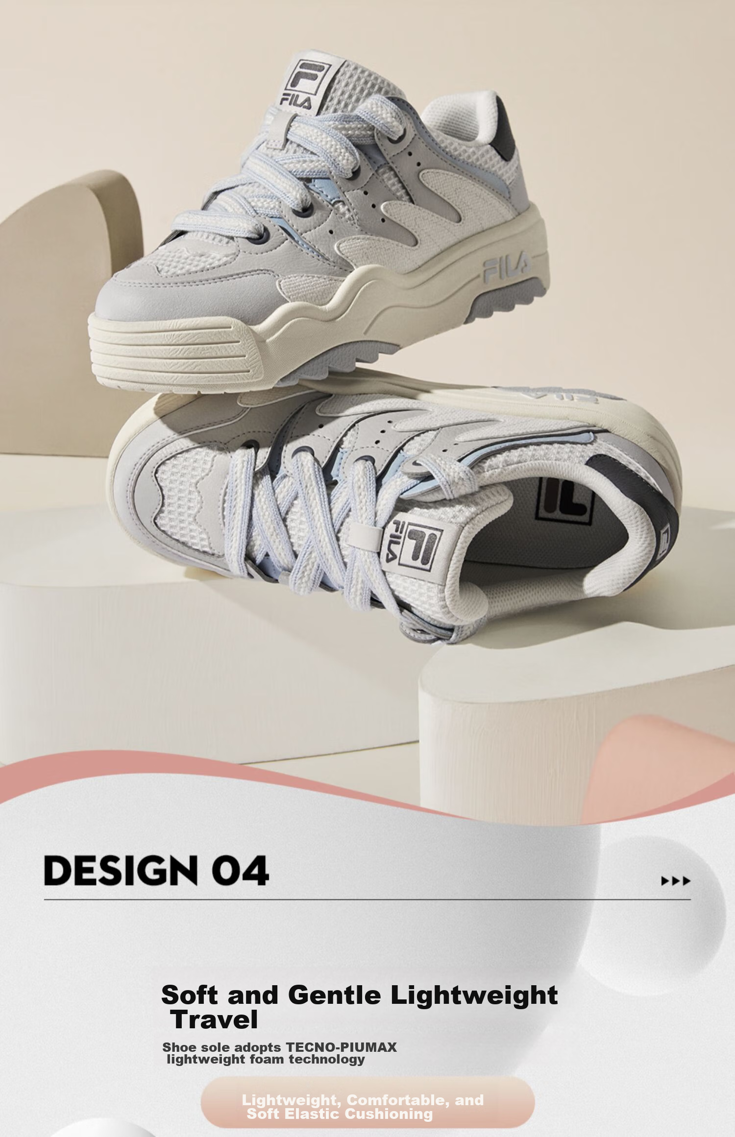 FILA Official Women's ROSETTA Modern Sneakers Colorful Casual Sports Shoes 8