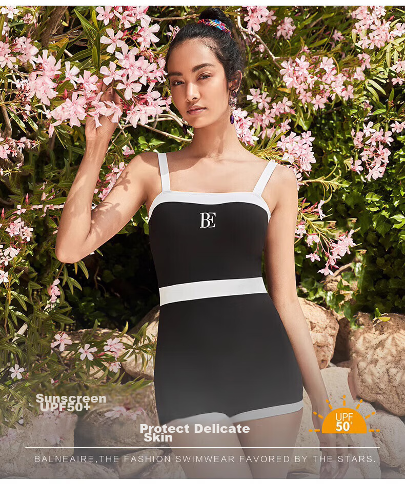 BALNEAIRE [Gike Linyi Same Style] Fashion Series One-Piece Swimsuit, Slimming Pads, Sun Protection, Women's Hot Spring Swimwear, 61282 M 3
