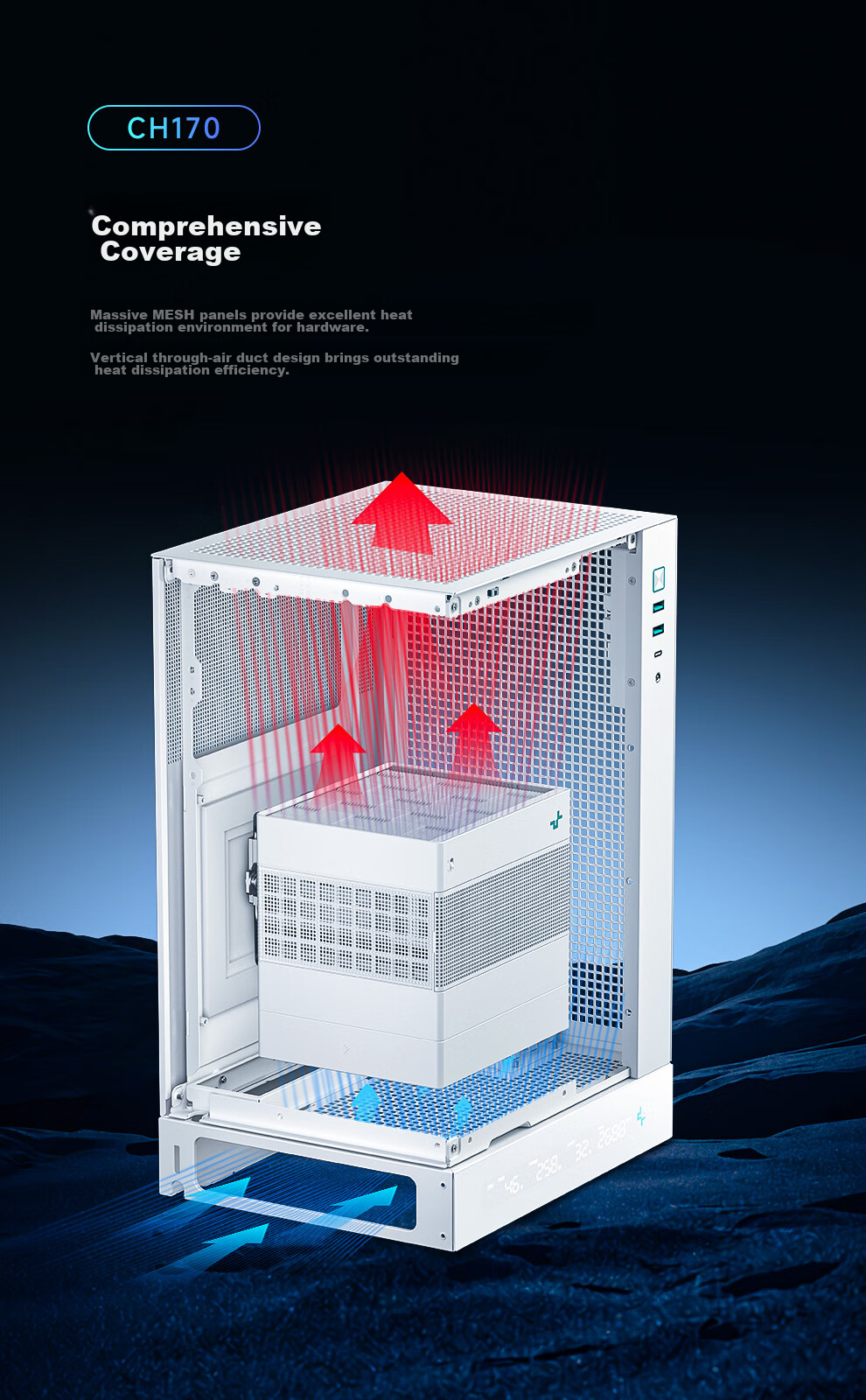 DEEPCOOL CH270 Vertical Back-Insert Case White Vertical MATX Structure Supports Back-Insert Motherboard Compatible with 360 Water Cooling ATX Power Supply 5