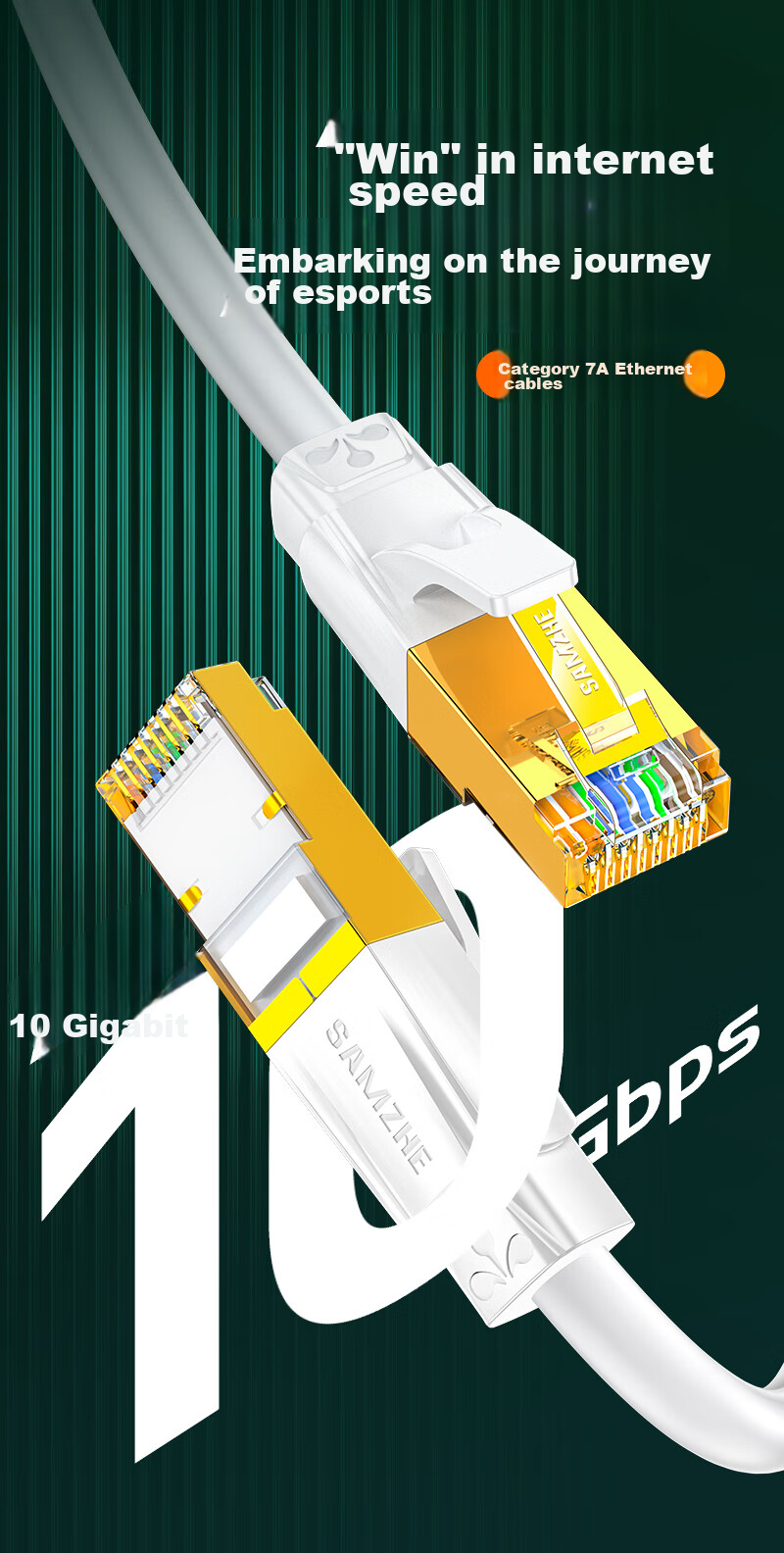 SAMZHE Cat7 Ethernet Cable, Pure Copper, 10 Gigabit Shielded Network Connection Cable, Gaming Twisted Pair Cable, Broadband Home Use Compatible with 2.5G, Finished Patch Cord 0.5 Meter, White 1
