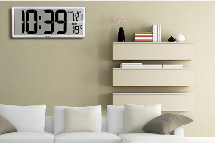 Hense Creative Electronic Clock Perpetual Calendar Large Screen Wall Clock, Table Clock, LCD Display Alarm Clock, Living Room Floor Clock HA88 Gold 36cm Back-To Seaso 4