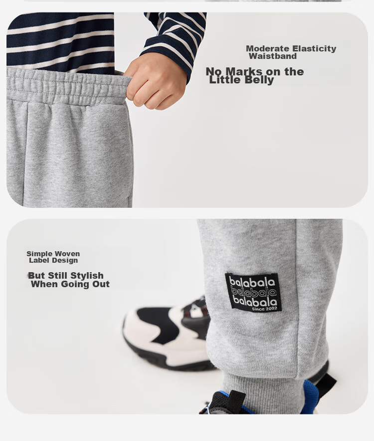BALABALA Children's Long Pants, Boys And Girls Thick Fleece-Lined Trousers, 2025 Autumn And Winter Parent-Child Versatile Joggers, Casual Trendy Pants 10