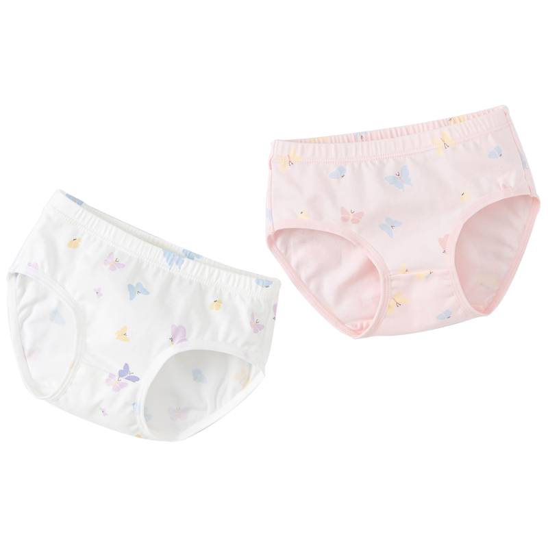 DAVE & BELLA [Two-Pack] Girls' Underwear, Baby Triangle Panties, Children's Underwear, Big Kids' Comfortable Briefs