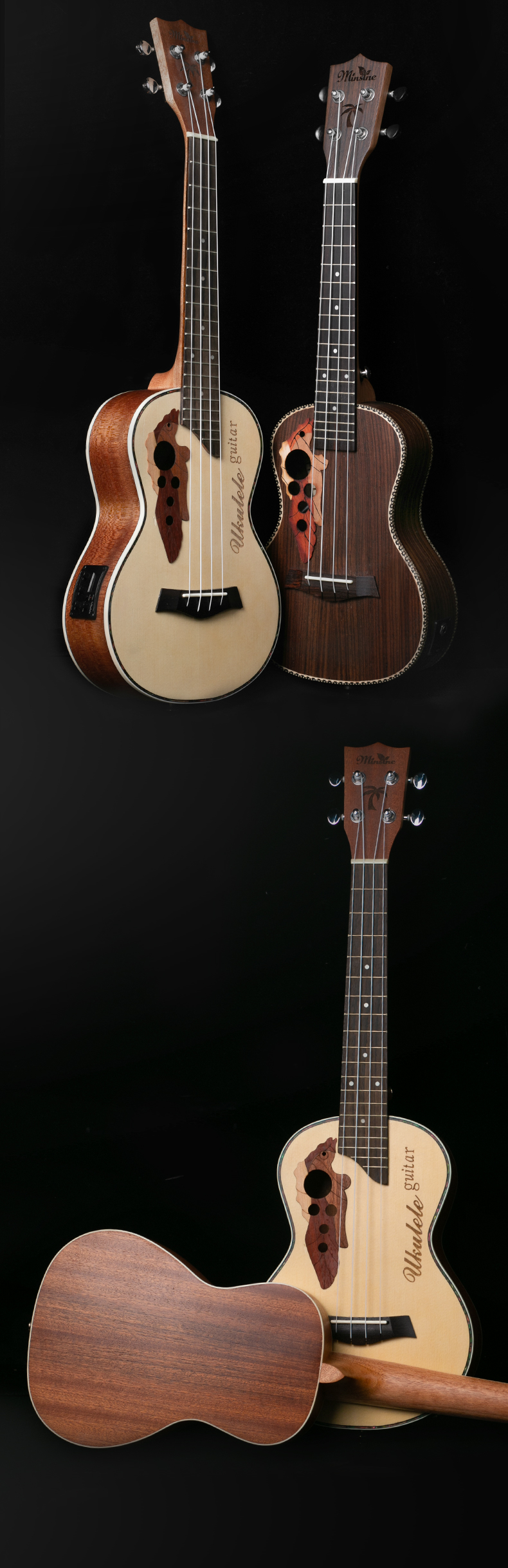 Minsine Spruce Single Board Ukulele, 23-Inch, Beginner's Entry-Level Practice Guitar for Children And Adults 16