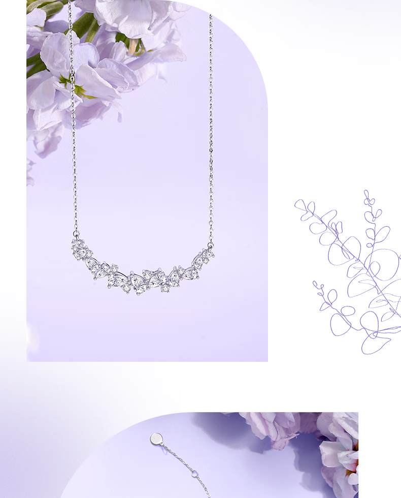 Fanci Wisteria Flower Smile Necklace Purple Women's Silver Bracelet, Luxurious High-End Birthday Gift for Wome 5