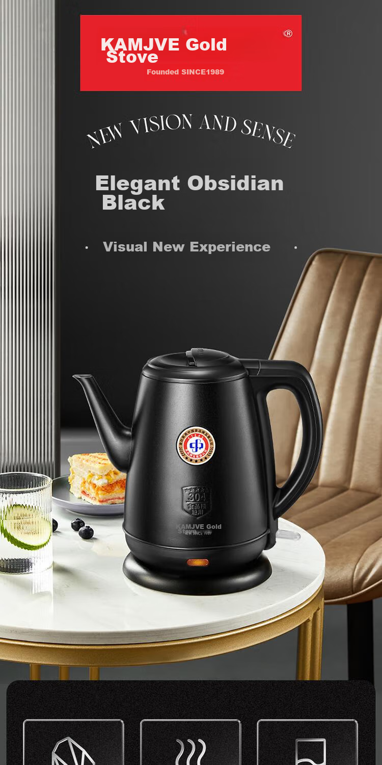 KAMJOVE Electric Kettle, Household 304 Stainless Steel Full Steel Kettle Body, 0.8L Capacity, Automatic Shut-Off, Electric Water Boiler T-92A for Brewing Tea 1