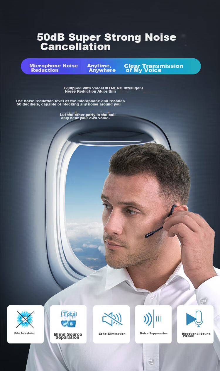 Huangli Zhi Sheng Oleap [High-End Flagship Model] P200b Pro Business Conference Noise-Cancelling Headphones AI Call Noise Reduction Bluetooth Headphones Domestic Long Battery Life Black 3