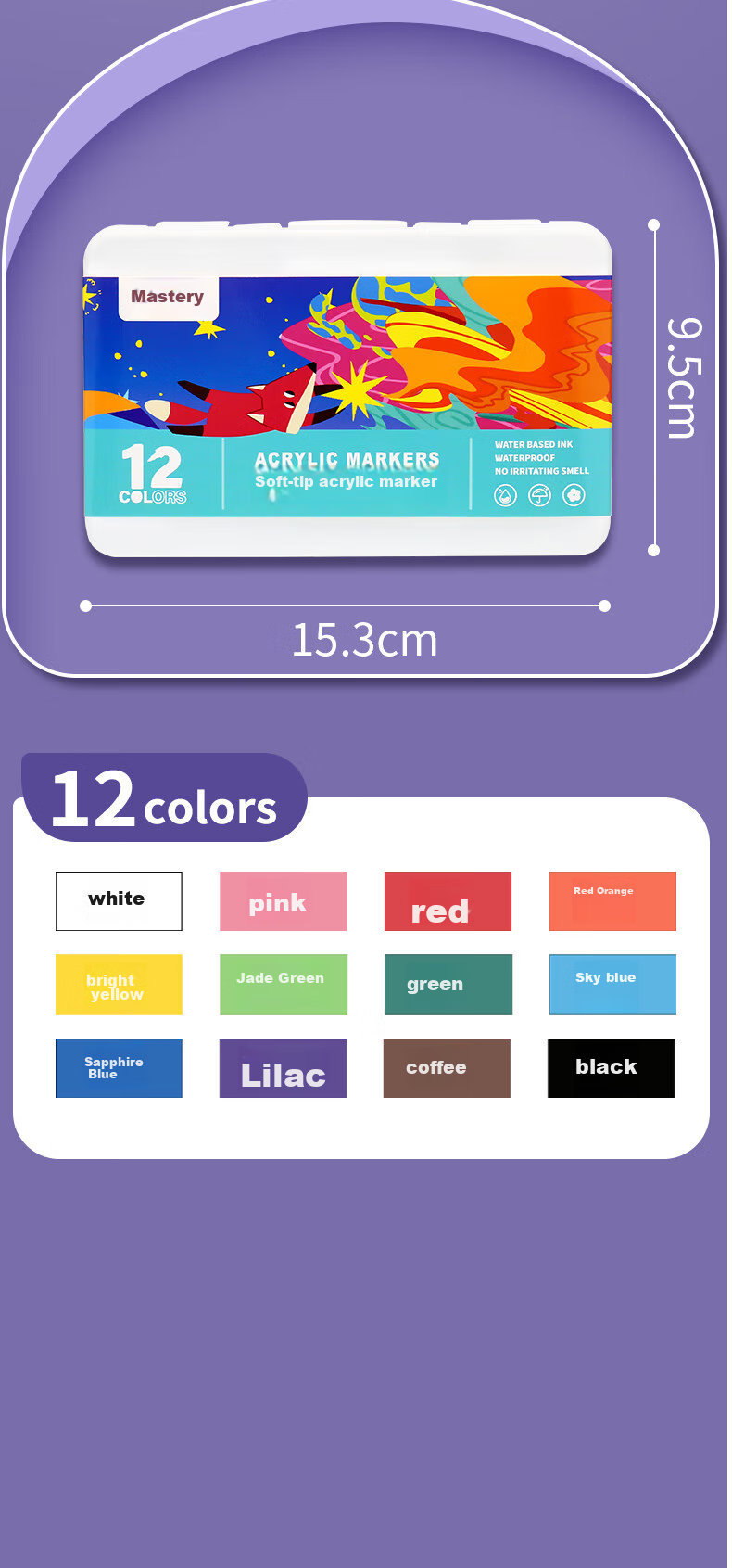 GRASP Acrylic Markers, 60 Colors, Soft Tip, Large Capacity, Stackable, Watercolor Pens, Skin-Friendly, Washable, Drawing Brushes, Children's Doodle Painting DIY, Birthday Gift for Boys And Girls 20