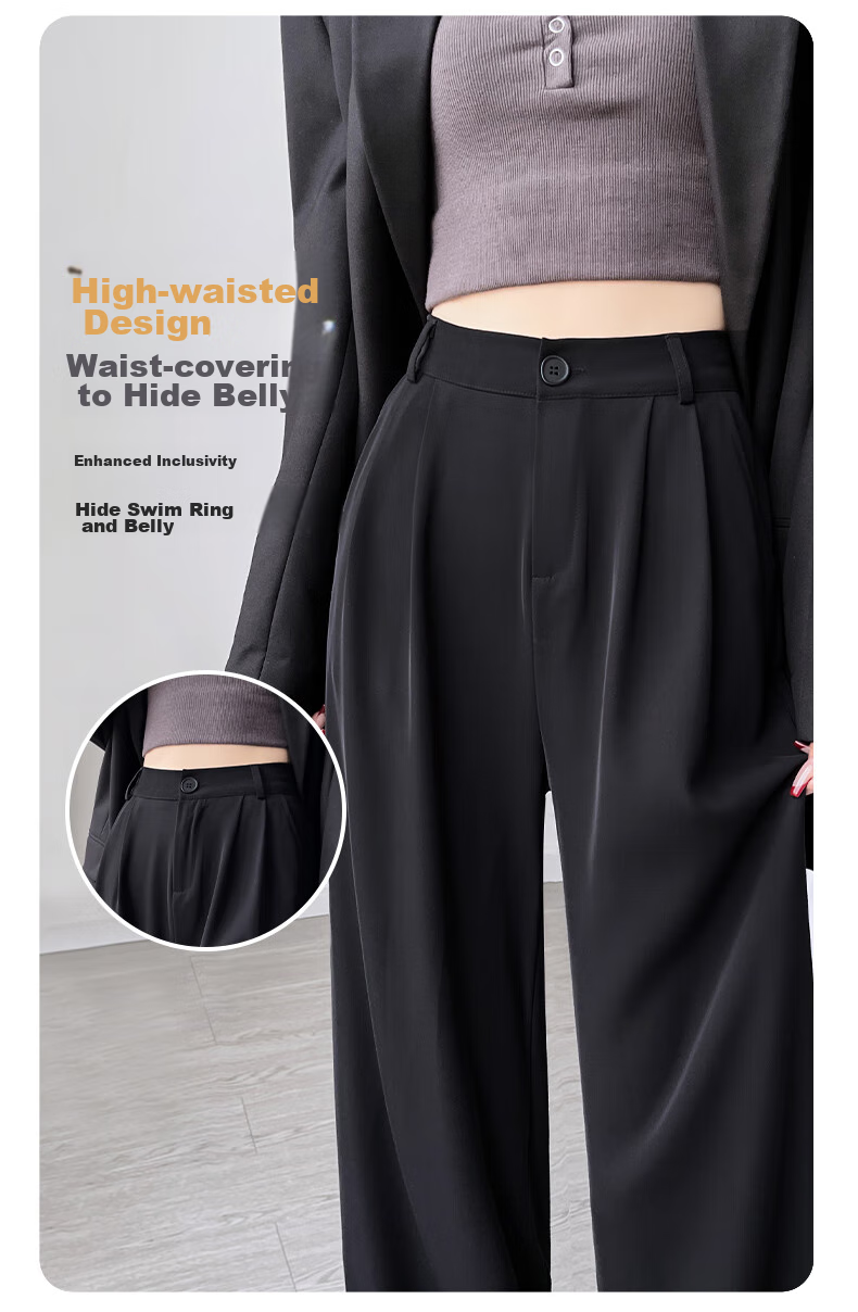 FitonTon Casual Dress Pants for Women, Autumn And Winter Style, 2025 Fashion Versatile Straight-Leg Pants, High-Waisted Draping Slimming Wide-Leg Trousers 4
