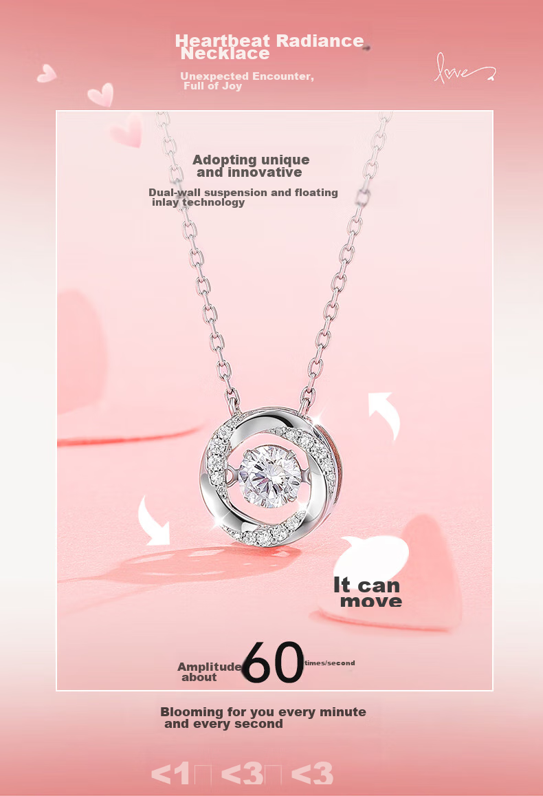 Kadiluo (KADER) Heart-Shaped Radiant Necklace, 925 Silver Pendant, Collarbone Chain, Birthday Gift for Girlfriend 4