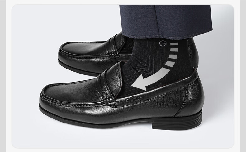 Goldlion Men's First Layer Cowhide Massage Sole Slip-On Leather Shoes Black-99R1 Size 40 4