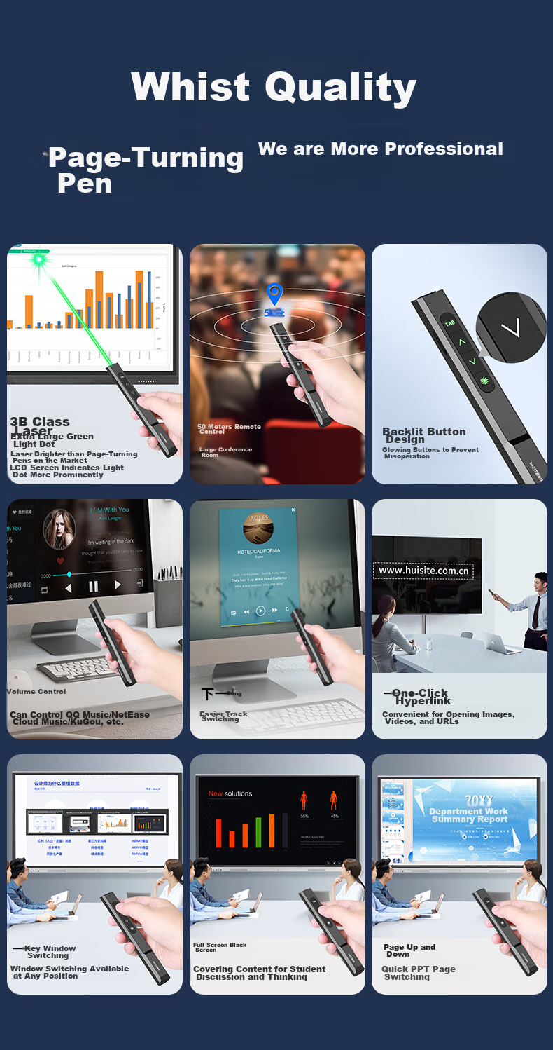 Whist G61 Green Laser Pointer, LED Screen Dedicated Laser Pen, PPT Presentation Pointer, Teacher's Teaching Wand, Large Public Lecture Pointer, Wireless Remote Control Presenter for Meetings 2