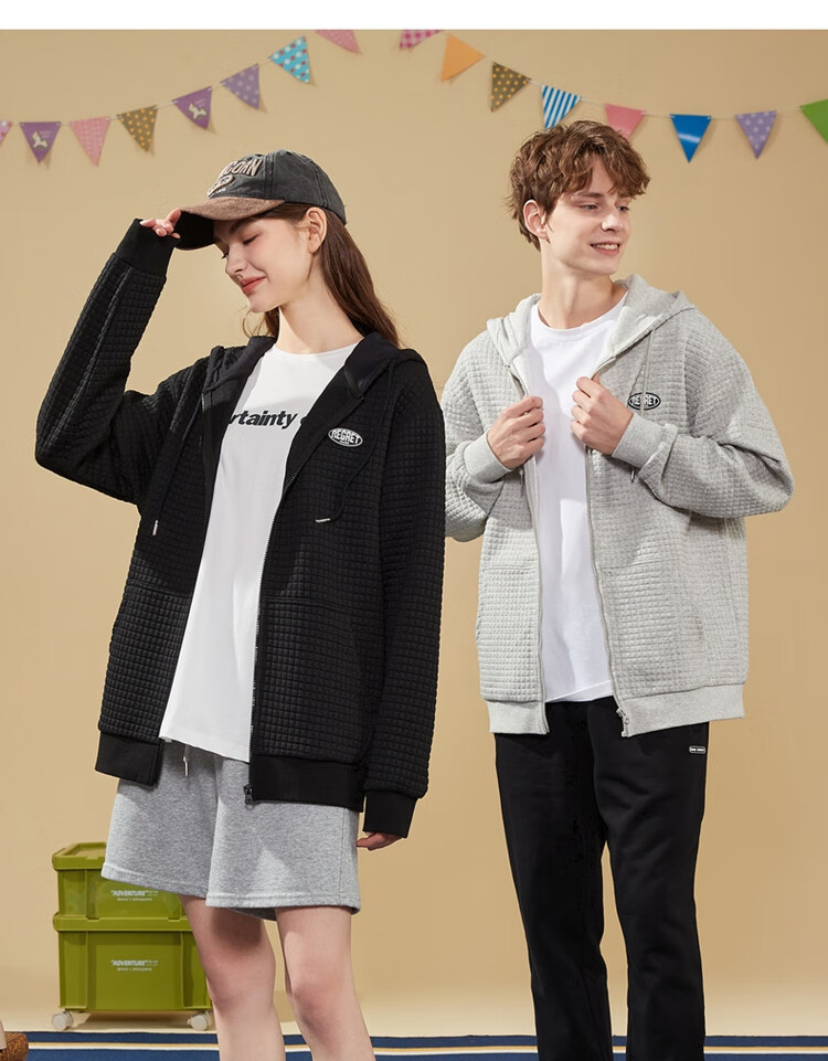 TonLion 2022 Couple's Jacket, Corn Pattern Hooded Coat, Casual Couple's Outerwear, 627130034001, Light Heather Gray, L 4