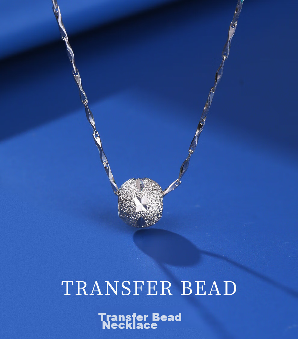 Laoyinjiang S925 Silver Lucky Bead Necklace for Women, Chinese Style Silver Pendant, Gift for Girlfriend on Valentine's Day, Silver Collarbone Chai 1