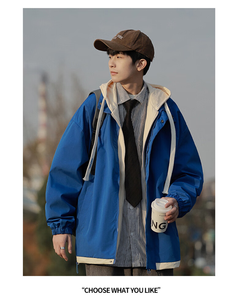 Foss Phil Men's Two-Piece Jacket, Spring And Autumn Trendy Casual Loose Baseball Clothing, Style 2362, Khaki, Size M 13