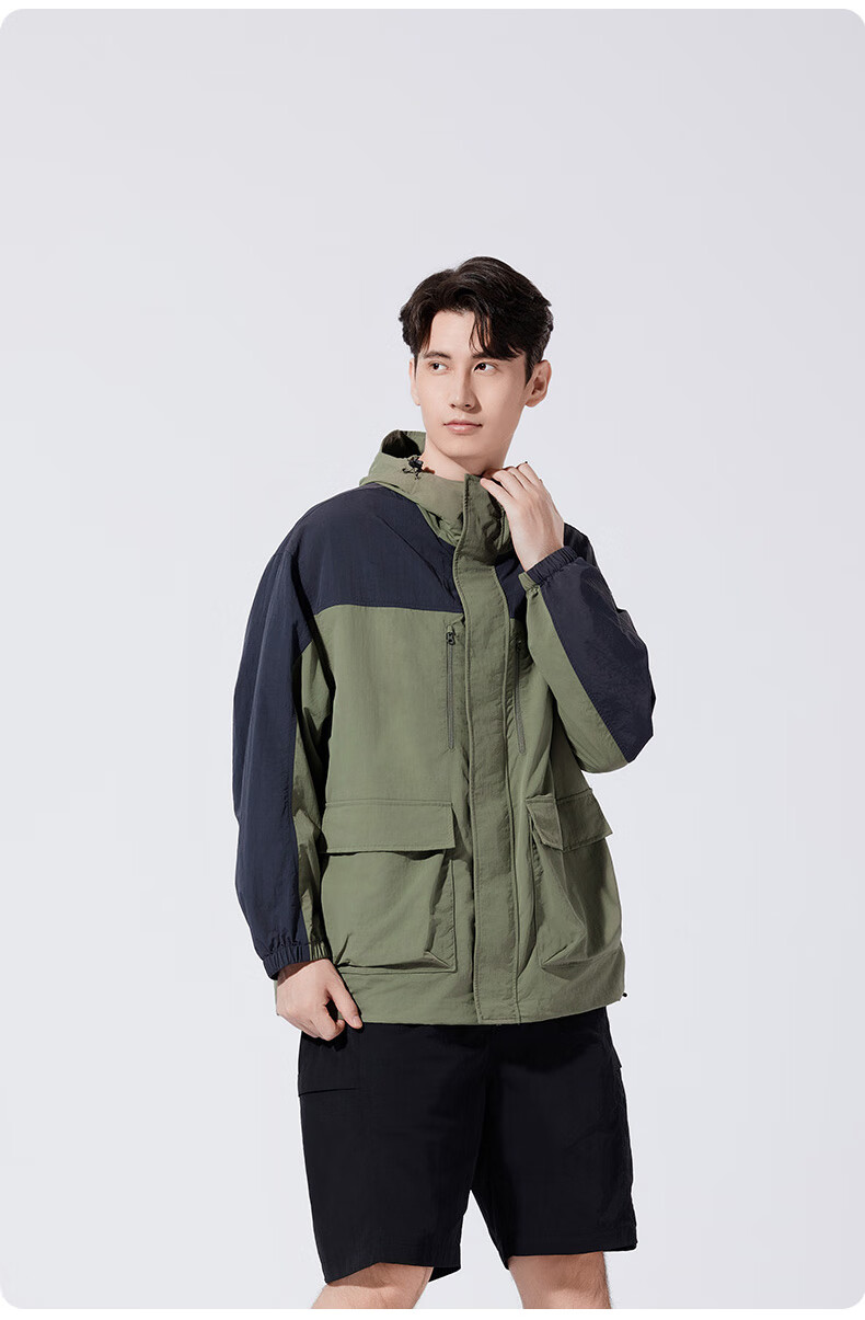 TECTOP Windproof Outdoor Hiking Jacket, Casual Outerwear, 2412205WT, Olive Green/ebony Gray, Size S 5