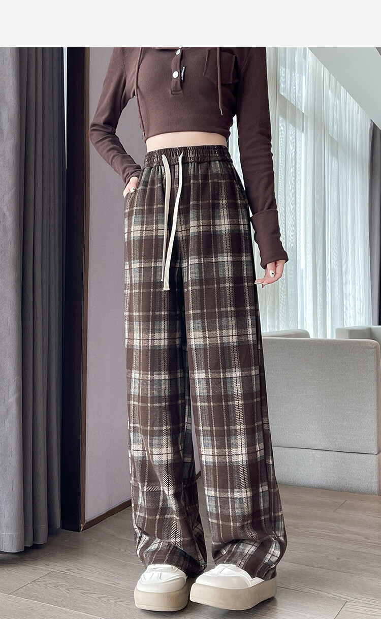 TonLion 2026 Autumn And Winter Women's Slimming Elastic-Grid Casual Pants, Loose Fit 17