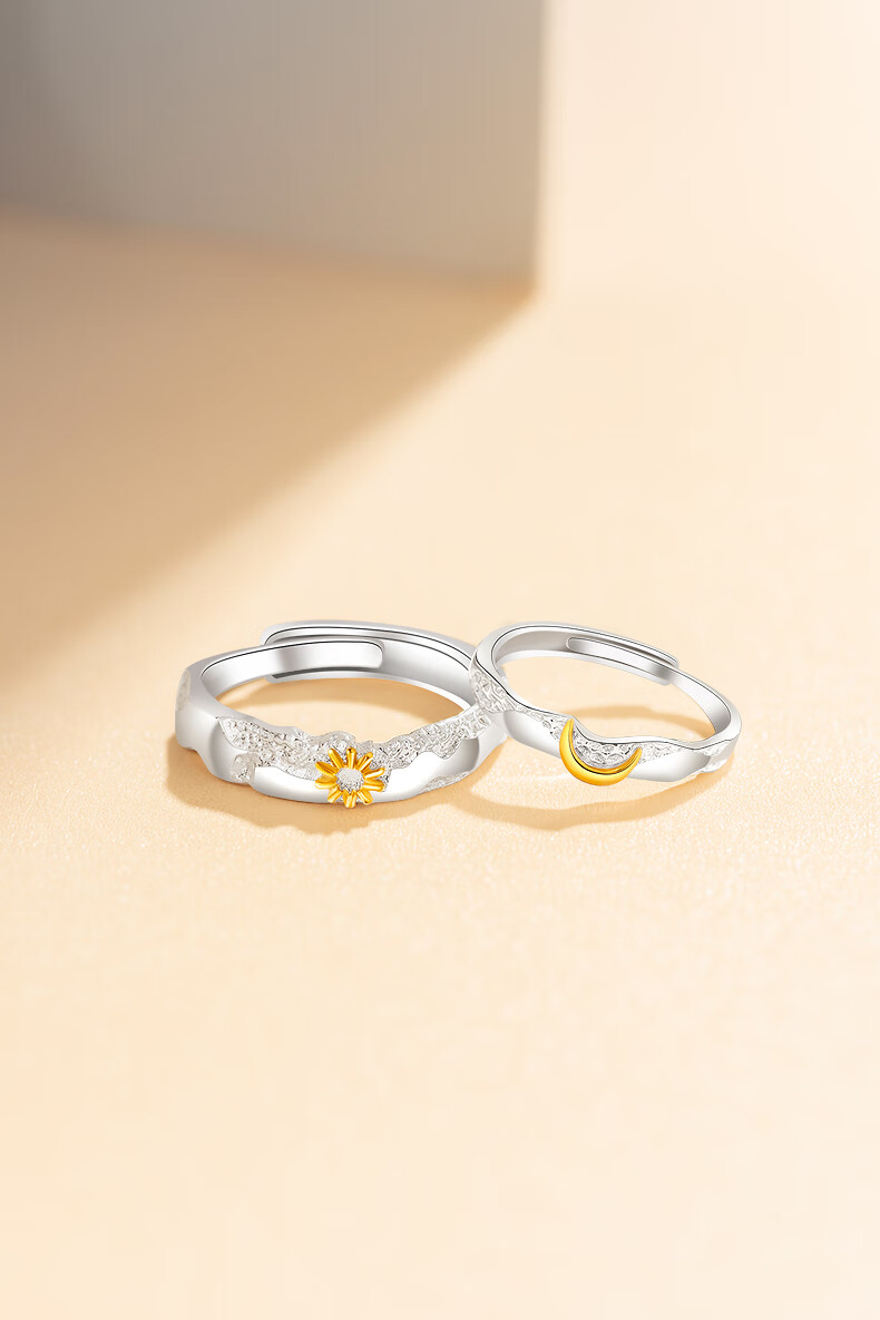 Zhoubaifu [1000+ Stores] Sun And Moon Couple Rings for Men And Women, Birthday Gift for Girlfriend Or Wife 4