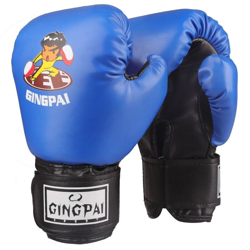 Jingpai Children's Boxing Gloves, Toddler Boys' Fighting Training Muay Thai Gloves, Blue
