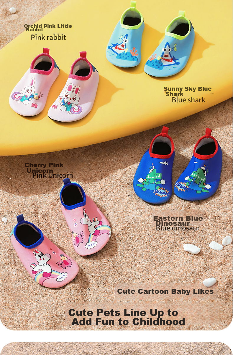 Lemonkid Children's Beach Shoes, Water Park Diving Swimming Shoes, Boys And Girls Soft-Soled Slippers, Cherry Pink Unicorn, Size 28/29 6