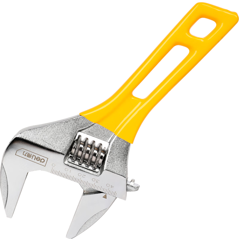 Deli Multi-Function Adjustable Wrench, Smooth Handle, Adjustable Wrench with Laser Scale, Large Opening 44mm, DL120200