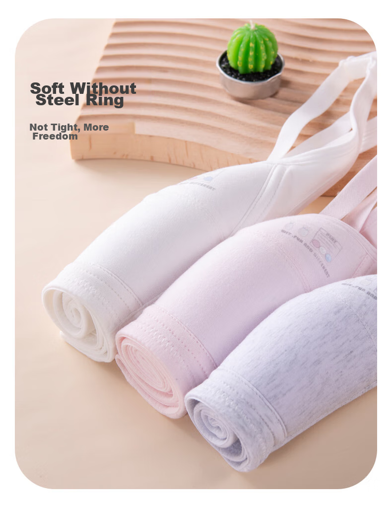 FitonTon 2-Pack Girls' Cotton Thin Bras for High School and Middle School Students Summer Developmental Bra 11