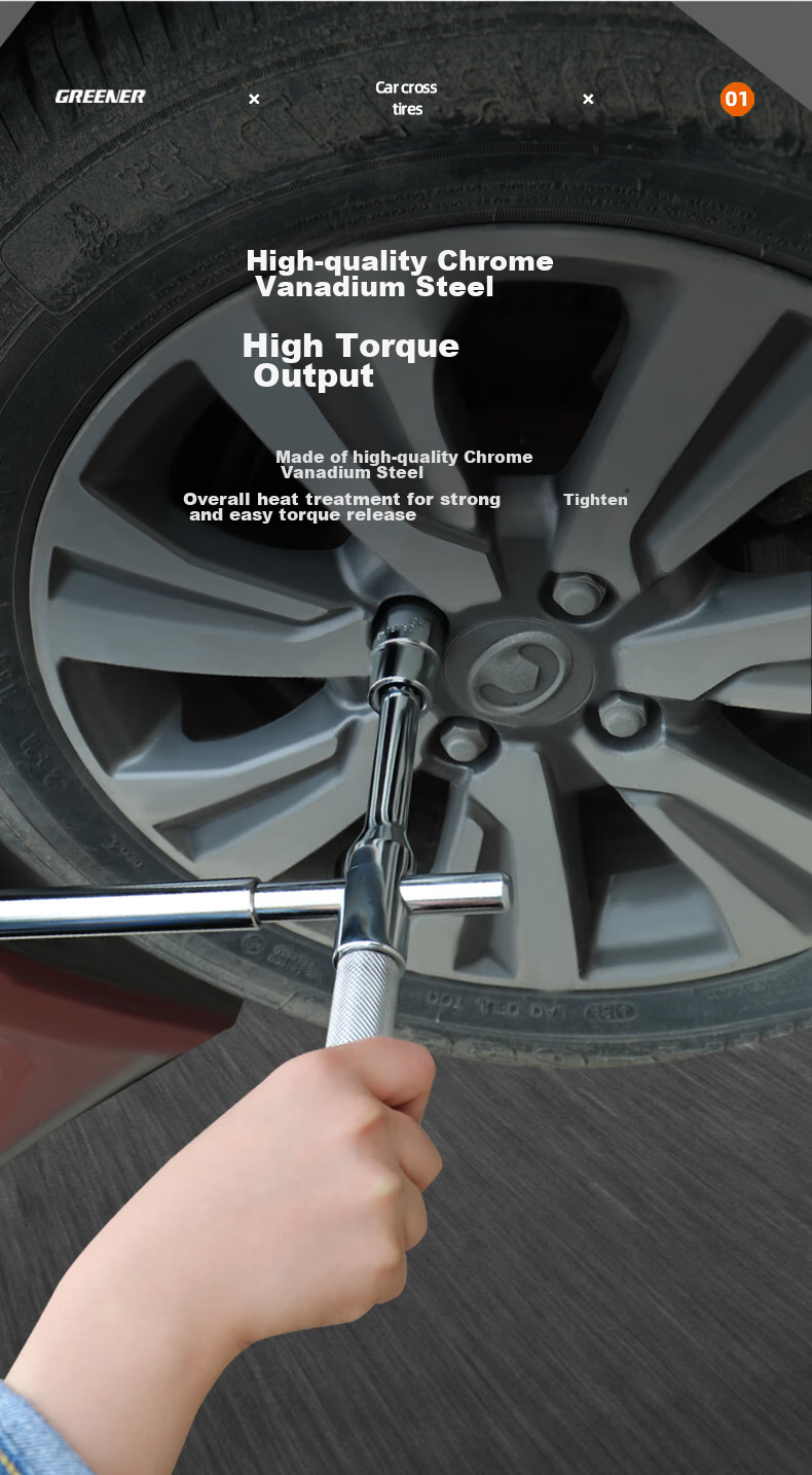 GREENER Combination Cross Tire Wrench, Auto Repair Tool, Tire Changing Tool, Household Tool, Labor-Saving Socket Wrench 1