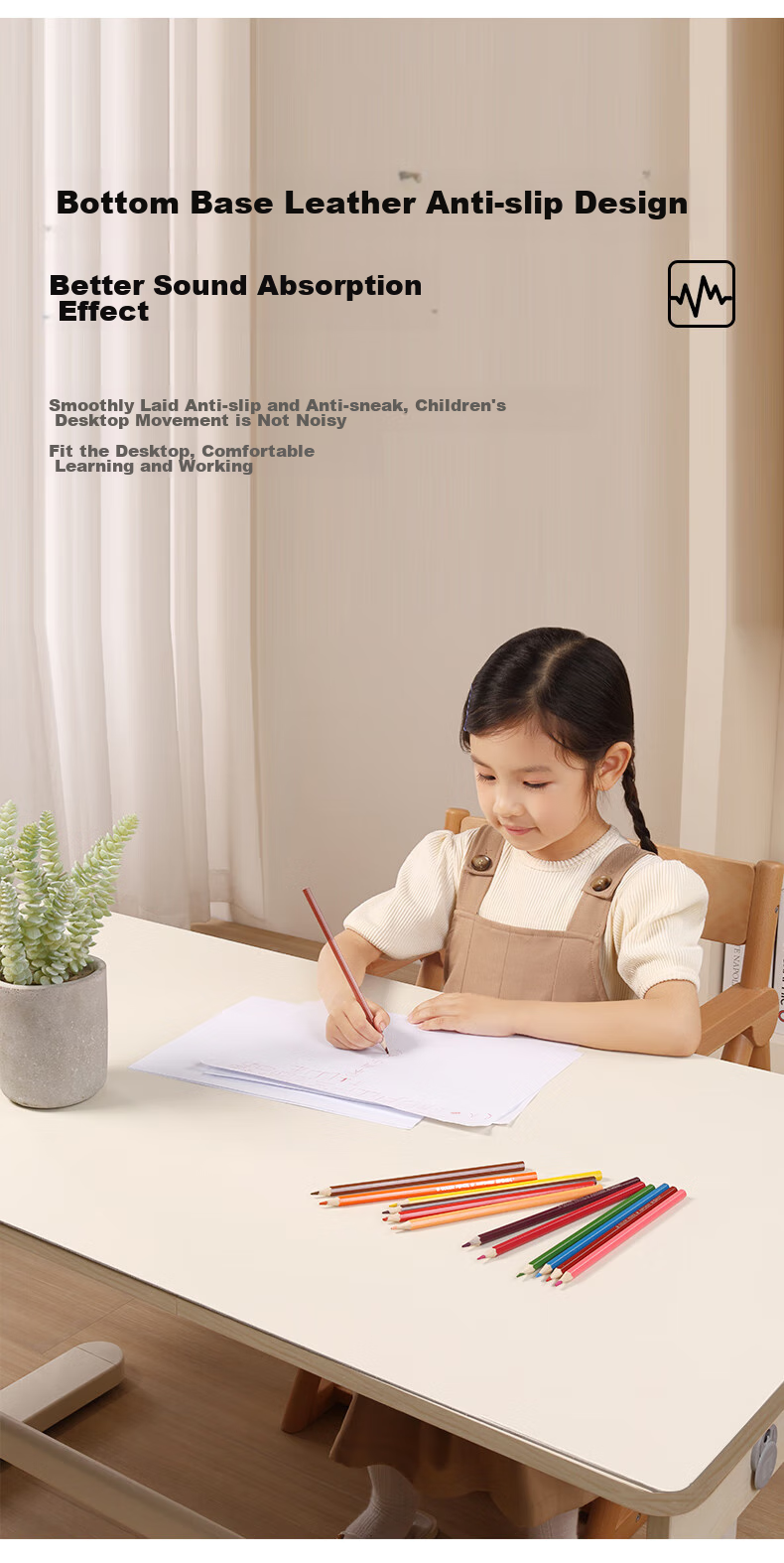 Resen Beige 60*40 Desk Mat, Student Eye Protection, Study Writing Office Computer Desk Pad, Anti-Stain Dining Table Mat, Furniture Cabinet Silicone Protective Pad, Children's Desk Mat, Special Tablecloth 12