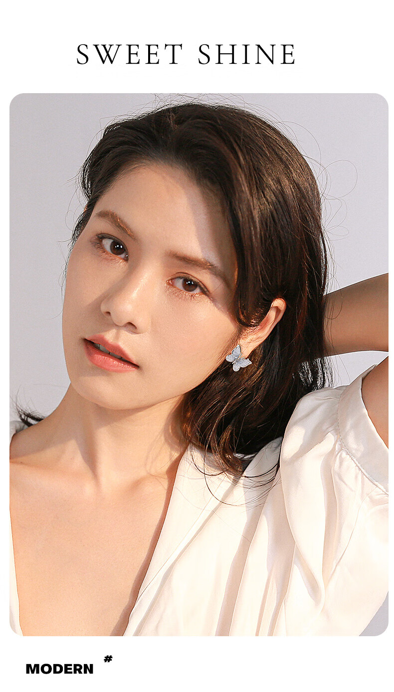 Qlady Crystal Butterfly Elegant Stud Earrings for Women, Pure Silver Earrings, New Style 2026 New Year High-End Silver Jewelry Earrings, Unique Ear Studs 3